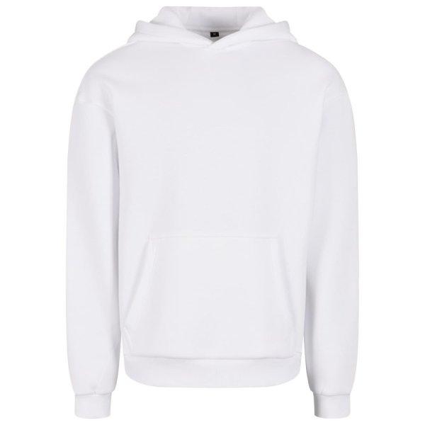 Build Your Brand Puha férfi kapucnis pulóver Fluffy - Fehér | L