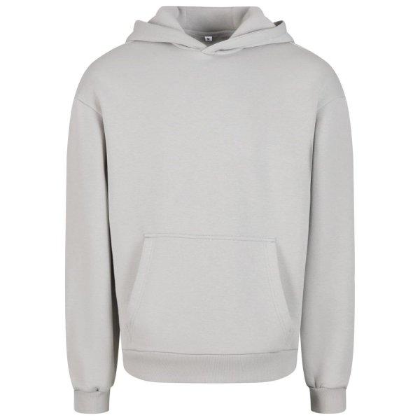 Build Your Brand Puha férfi kapucnis pulóver Fluffy - Világos aszfalt | XL