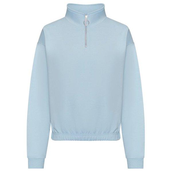 Just Hoods Női crop top pulóver rövid cipzárral - Égszínkék | XL