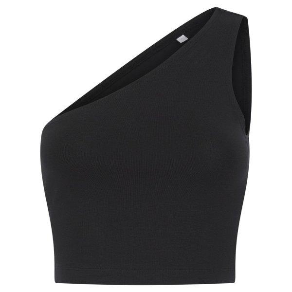 SF (Skinnifit) Női crop top egyvállas fazonban - Fekete | L