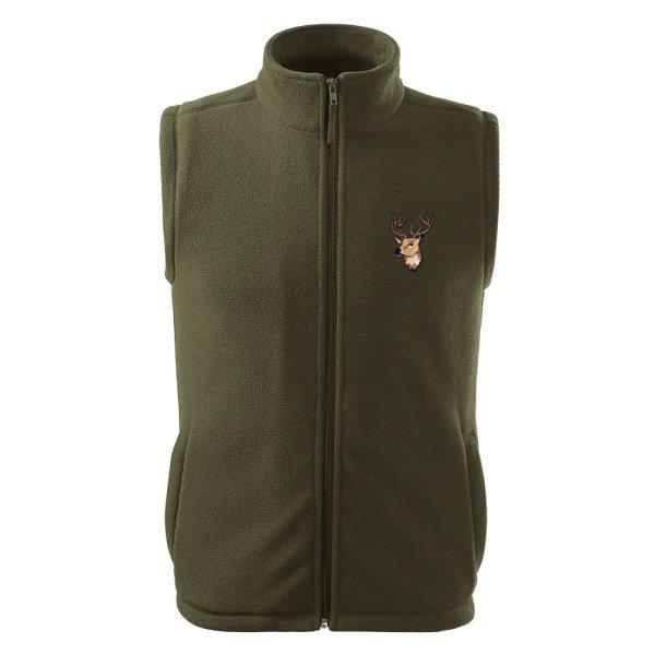 Bontis Gyapjú mellény szarvas hímzéssel - Military | XXL