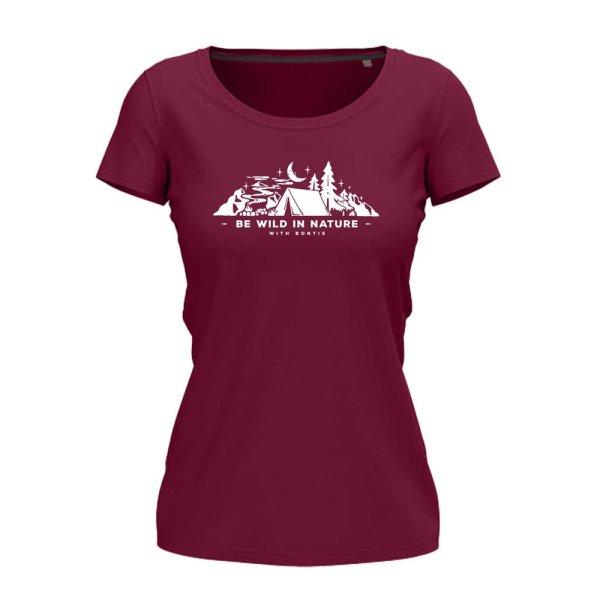 Bontis Női póló BE WILD IN NATURE - Bordeaux | XL