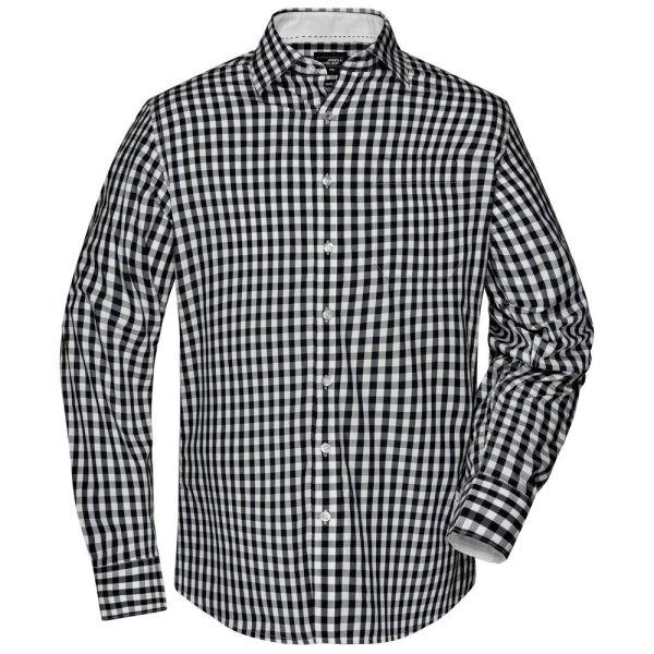 James & Nicholson (Daiber) Férfi kockás ing JN617 - Fekete / fehér | XXXL