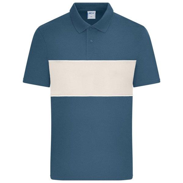 James & Nicholson (Daiber) Kontrasztcsíkos galléros póló 8050 - Dusty blue /
homokkő | S
