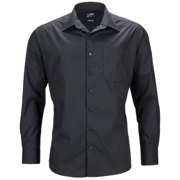 James & Nicholson (Daiber) Férfi hosszú ujjú ing JN642 - Fekete | XXXXL