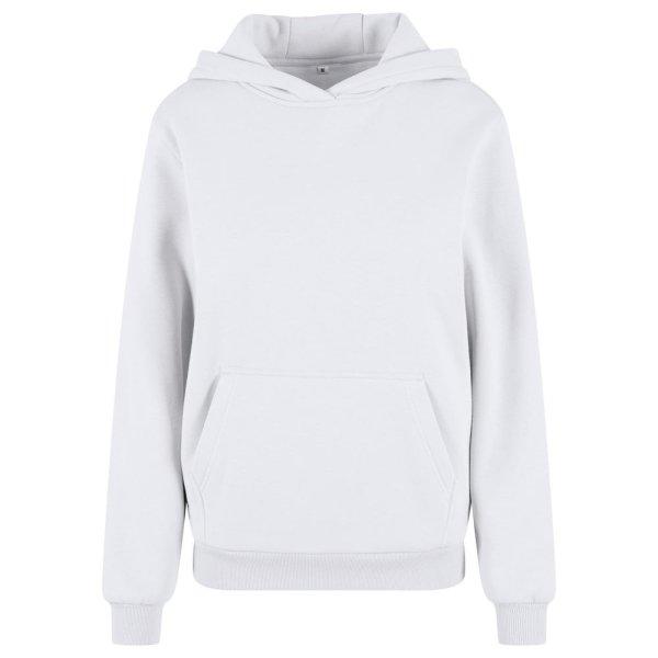 Build Your Brand Puha női kapucnis pulóver Fluffy - Fehér | XL