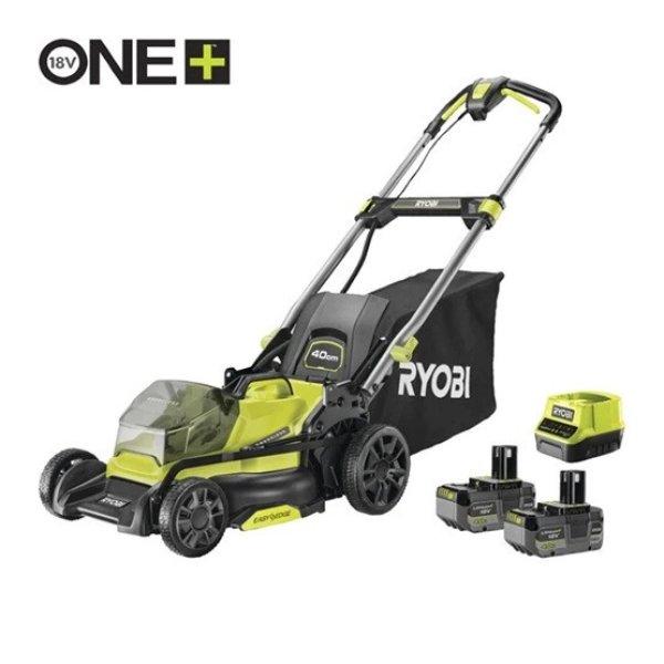 Ryobi 18V One Plus™ szénkefe nélküli fűnyíró, 40cm vágási
szélességgel, 2x 4,0Ah akkumulátor, töltő - RY18LMX40C-240