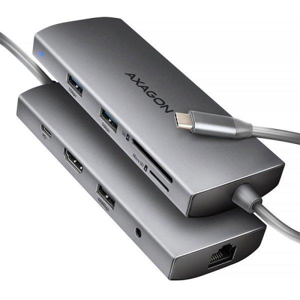 AXAGON HMC-8HLSA, USB 5Gbps hub, 3x USB-A, HDMI 4k/60Hz, RJ-45 GLAN, SD/microSD,
audio, PD 100W, kábel USB-C 20cm