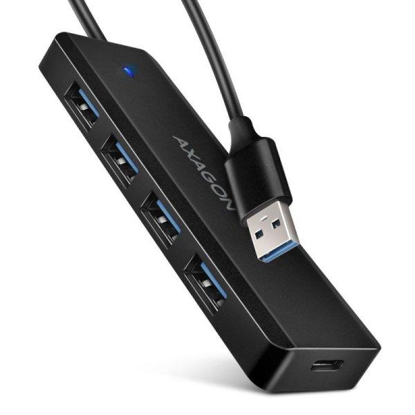 AXAGON HUE-C1A, 4x USB 5Gbps TRAVEL hub, USB-C csatlakozó, kábel USB-A 19cm