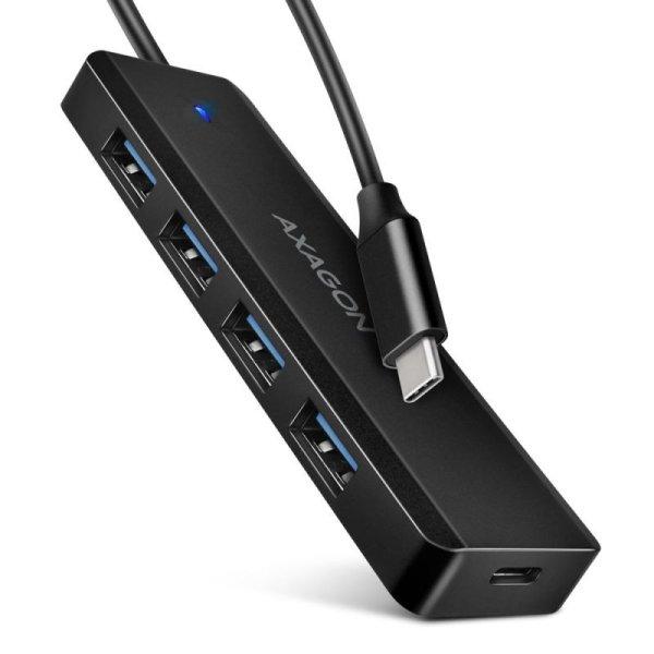 AXAGON HUE-C1C, 4x USB 5Gbps TRAVEL hub, USB-C csatlakozó, kábel USB-C 19cm