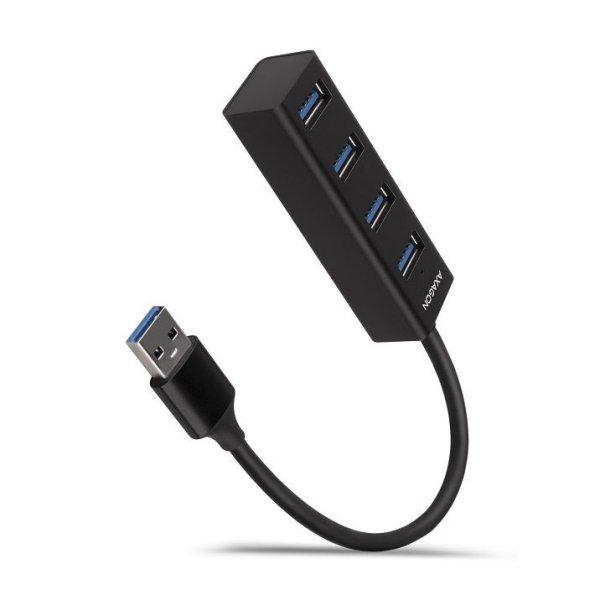 AXAGON HUE-M1A, 4x USB 3.2 Gen 1 MINI hub, fém, kábel USB-A 20cm