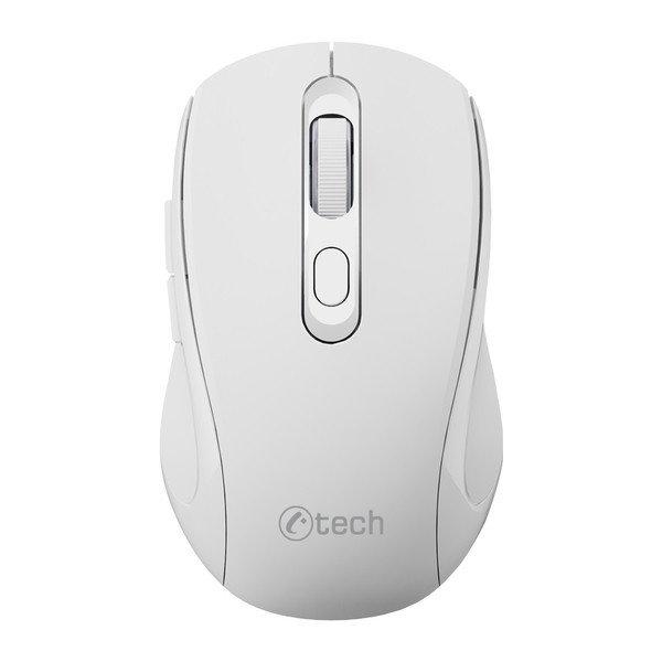 Egér C-TECH WLM-12 Dual mode, vezeték nélküli, BT5.0 + 2,4 GHz, 1600DPI, 6
gomb, USB nano receiver, fehér