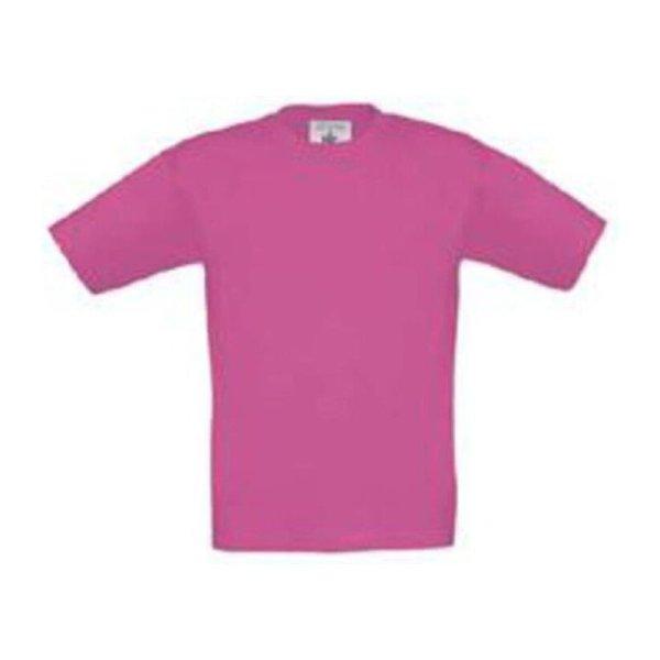 B&C gyerek rövid ujjú, környakas póló B07, Fuchsia-12/14