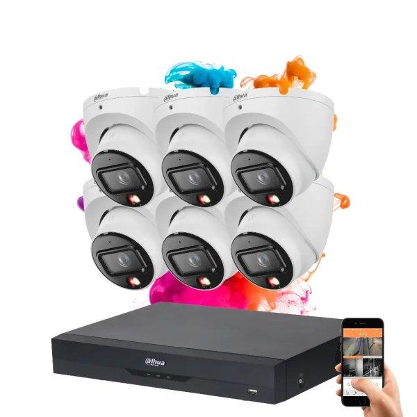 Dahua 6 dome biztonsági kamerás IP kamera rendszer 8MP színes éjszakai
képpel