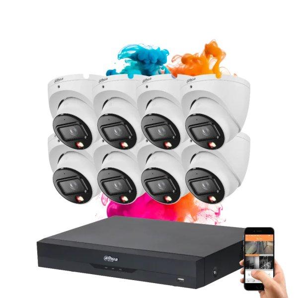 Dahua 8 dome biztonsági kamerás IP kamera rendszer 8MP színes éjszakai
képpel