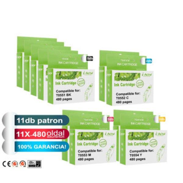 Epson -hoz 11db-os T055x utángyártott tintapatron irodapakk (to55)
(≈5280oldal)