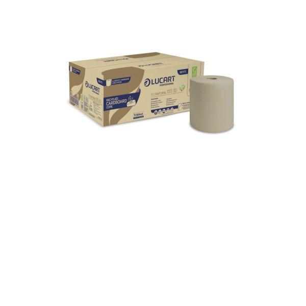 Kéztörlő 2 rétegű tekercses átmérő: 19 cm 155 méter/tekercs 6
tekercs/karton EcoNatural Lucart_861170 havanna barna