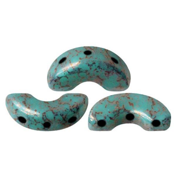 Arcos® par Puca®gyöngy - Opaque Green Turquoise Bronze - 5x10 mm