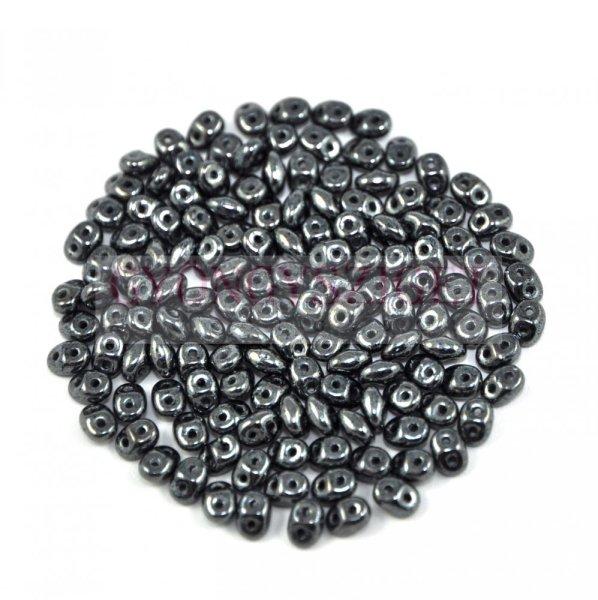 Superduo cseh préselt kétlyukú gyöngy - 2.5x5mm - hematit