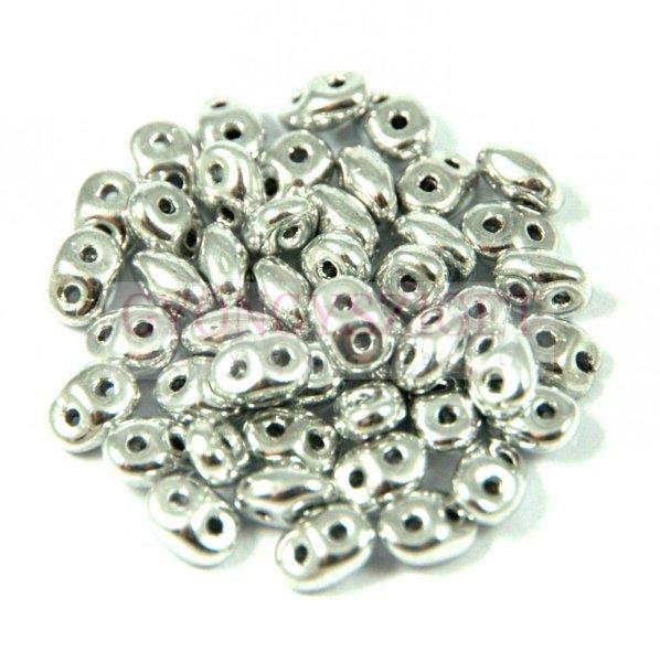 Superduo cseh préselt kétlyukú gyöngy - 2.5x5mm - Silver