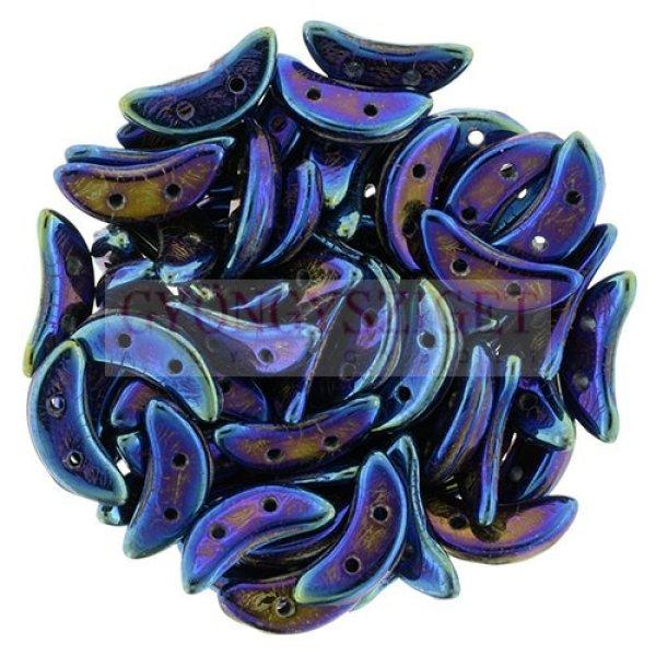 Crescent gyöngy - Kétlyukú félhold - Blue Metallic Iris - 10mm