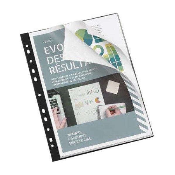 Bemutatómappa, lefűzhető, 20 zsebes, A4, VIQUEL, "Essentiel",
fekete