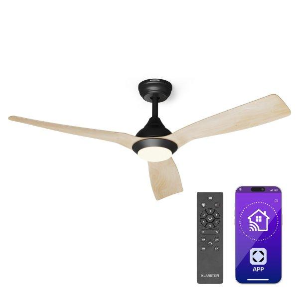 Klarstein Fiji Flow 2 az 1-ben Smart, mennyezeti ventilátor, Ø 152 cm, LED
lámpa, távirányító, vezérlés applikáción keresztül, 2 menetirány