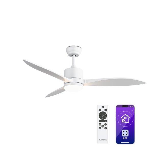 Klarstein SkyBreeze Smart mennyezeti ventilátor, Beltéri és kültéri
használat, Intelligens vezérlés, IP44, 40 dB