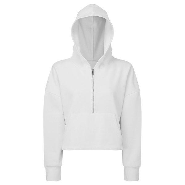TriDri® Női kapucnis pulóver 1/2 cipzárral - Fehér | XXS