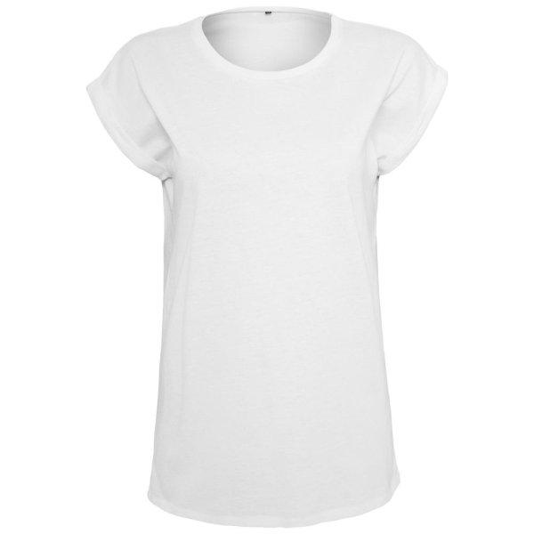 Build Your Brand Laza női póló felhajtott ujjakkal - Fehér | XXXL