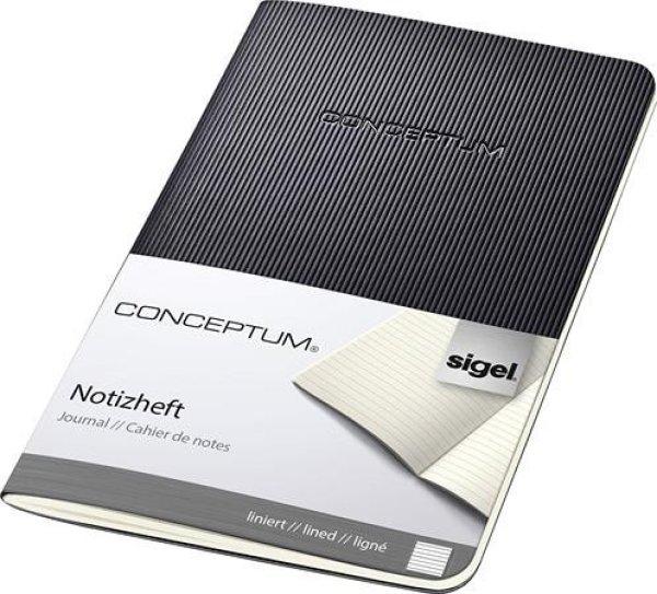 Füzet, exkluzív, A6, vonalas, 32 lap, puhafedeles, SIGEL
"Conceptum", fekete