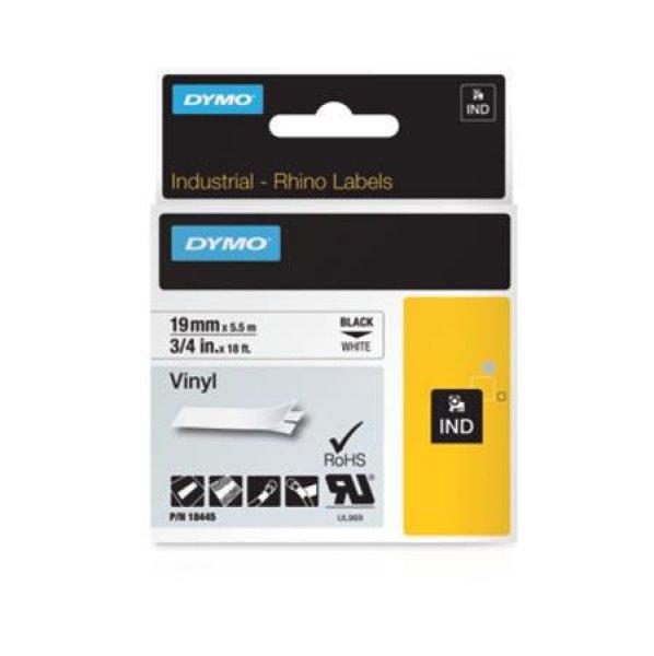 Feliratozógép szalag, vinil, 19 mm x 5,5 m, DYMO "Rhino",
fehér-fekete