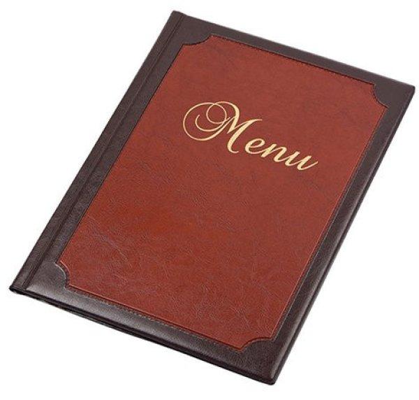 Étlaptartó, A4, bőrhatású, PANTA PLAST "Keretes Menu",
sötétbarna-gesztenyebarna