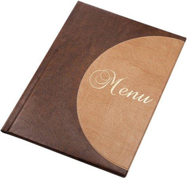 Étlaptartó, A4, bőrhatású, PANTA PLAST "Félkör Menu",
sötétbarna-világos barna