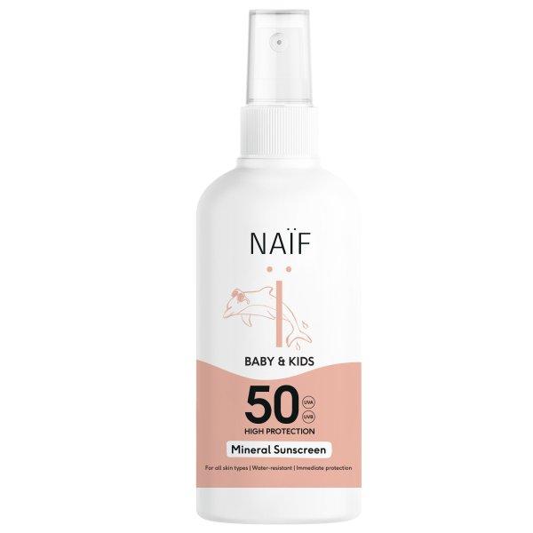 NAÏF Gyermek fényvédő spray SPF 50 (Mineral Sunscreen) 100 ml