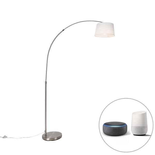 Okos ív lámpa acélból fehér szövetbúrával, WiFi A60 - Arc Basic
