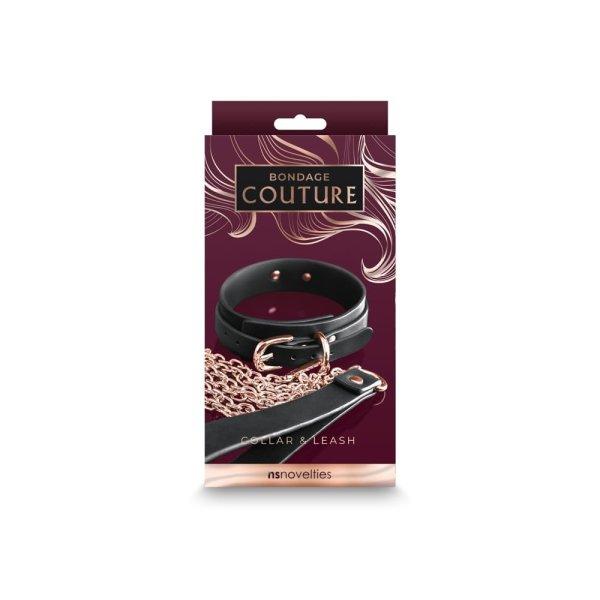  Bondage Couture - Collar and Leash - Black 