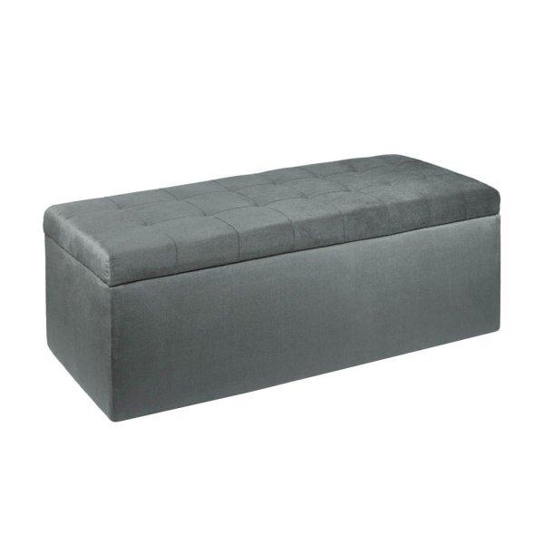 Ülőkés bársony tároló puff, 130 cm, szürke - MADISON - Butopêa