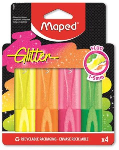 Szövegkiemelő készlet, 1-5 mm, MAPED "Glitter Fluo Peps", vegyes
fluoreszkáló színek