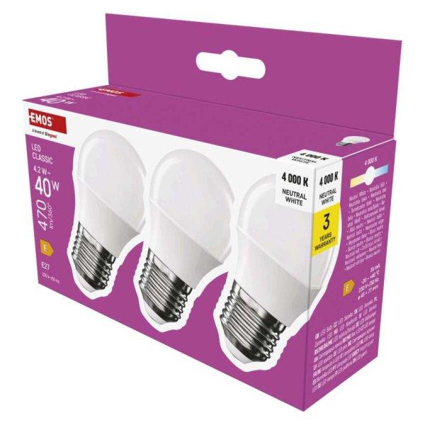 EMOS ZQ6E23-3, LED izzó Classic Mini Globe / E27 / 4,2 W (40 W) / 470 lm /
Természetes fehér