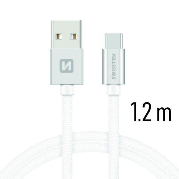 Adatkábel Swissten textil USB-C konnektorral és gyorstöltés támogatással
1,2 m, ezüst