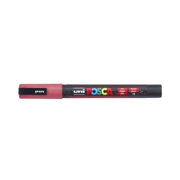 Dekormarker 0,9-1,3mm, Uni-Posca PC-3ML csillámló piros