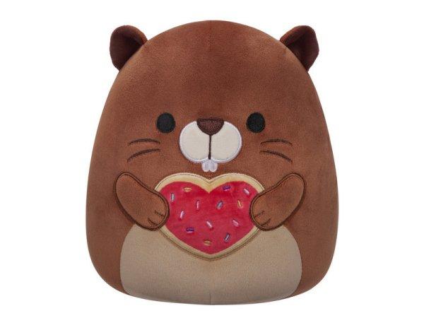 Squishmallows 20 cm - Chip a barna hód szívet tartva