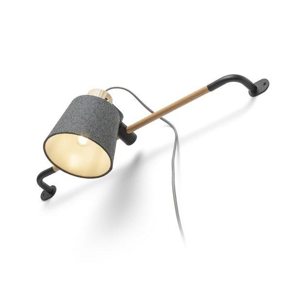 CHOUPETTE fali lámpa csúsztatható feketésszürke textil/fa 230V LED E27 11W