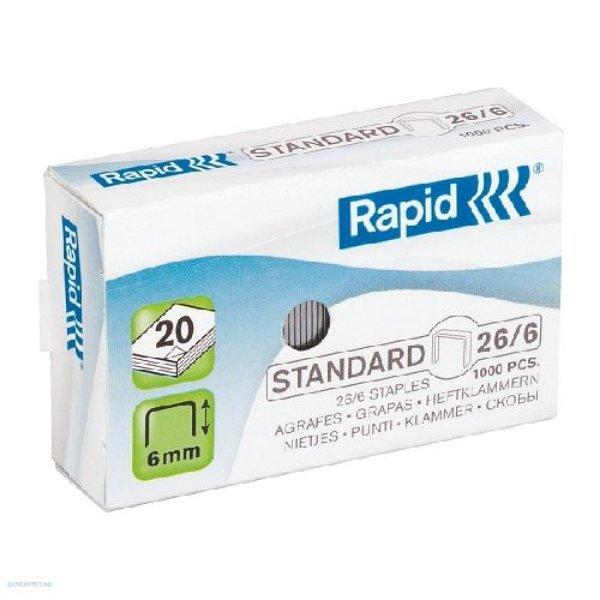Fűzőkapocs Rapid Standard 26/6 horganyzott, 1000db/doboz