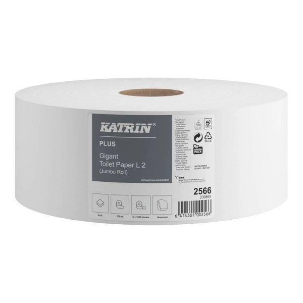 Egészségügyi papír Katrin Classic Jumbo, 100% újrahasznosított, L méret,
2 rétegű, 2566