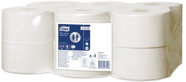 Egészségügyi papír Tork Advanced Mini Jumbo, nagytekercses, 2 rétegű, T2,
120280