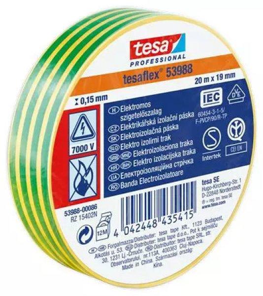 Szigetelőszalag 19 mm x 20 m zöld-sárga Tesa