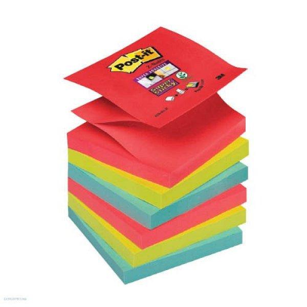 Post-it Super Sticky öntapadós jegyzettömb, Z szivárványcsomag 76×76 mm,
R330-6SS-JP 90 lap, 6 tömb