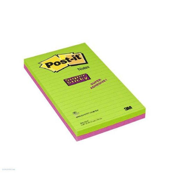 Post-it Super Sticky jegyzettömb 125 x 200 mm, 5845 SS EU, 45 lap, 2 tömb,
vonalas Ultra színek